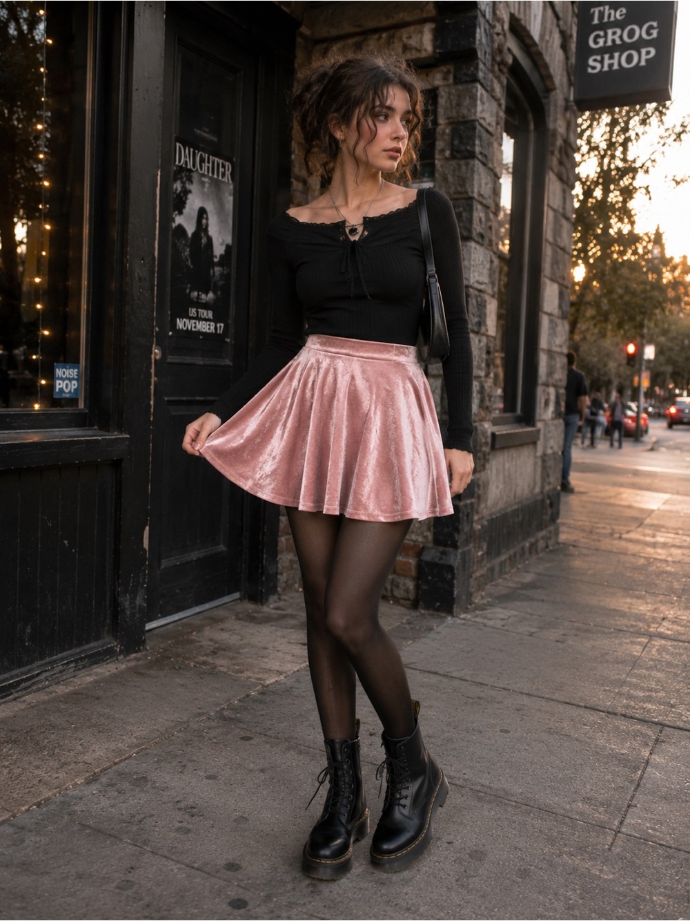 Forever 21 Blush Pink Velvet Skater Skirt Size Small